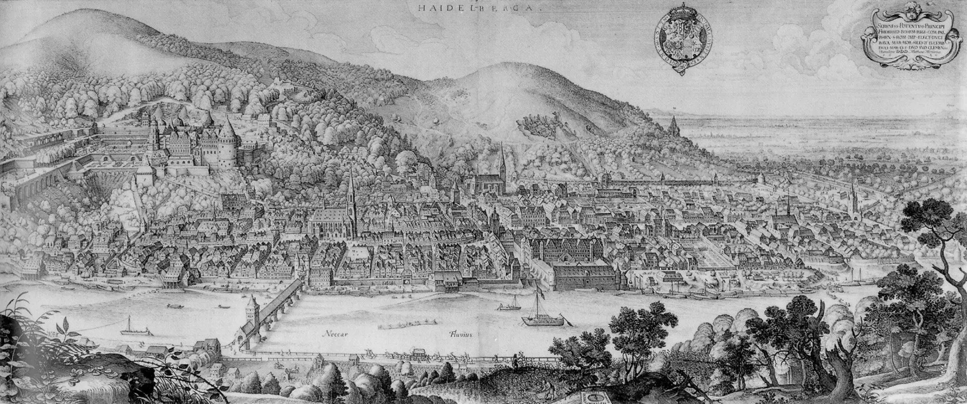 Heidelberg-Panorama von Matthäus Merian aus dem Jahr 1620